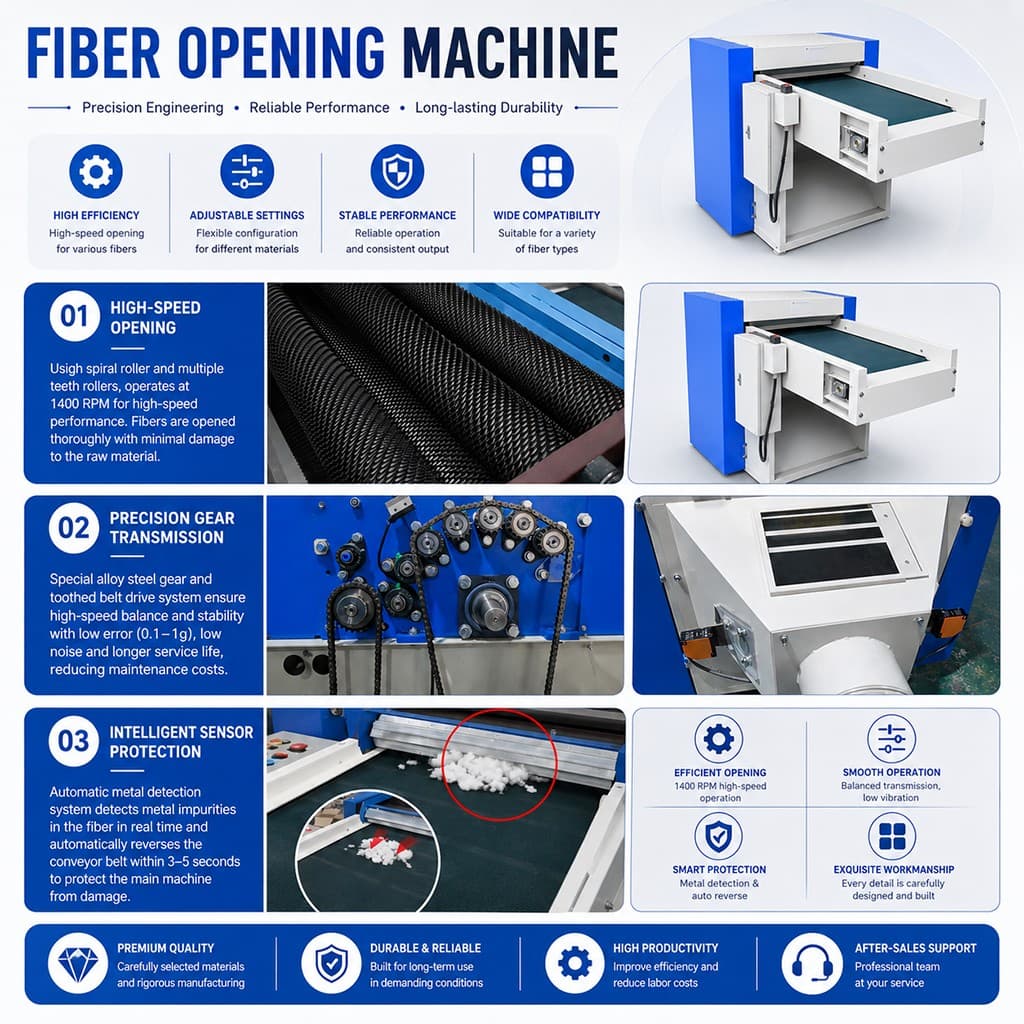 Polyester Opening Machine Polyester Opening Machine Popular Cotton Fiber Opener For Toy Stuffing Machine