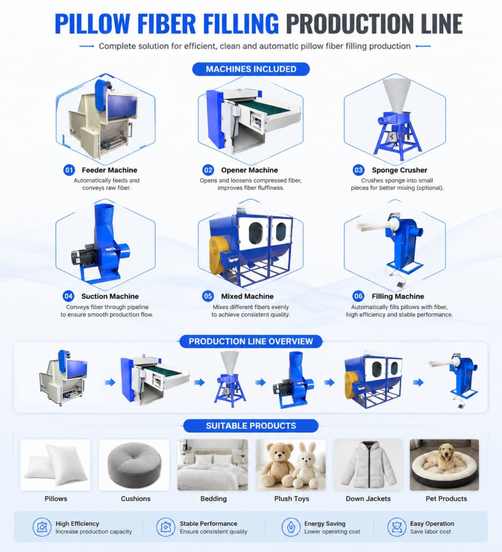 Fiberfill Pillow Stuffing Machine Fiberfill Pillow Stuffing Machine Customizable Cushion Polyester Fiber Cotton Filler