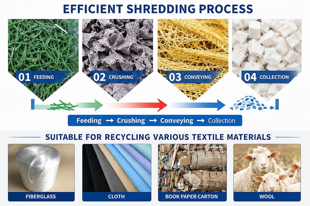 Cloth Shredder Adjustable Waste Fabric Shredding Machine Manufacturer