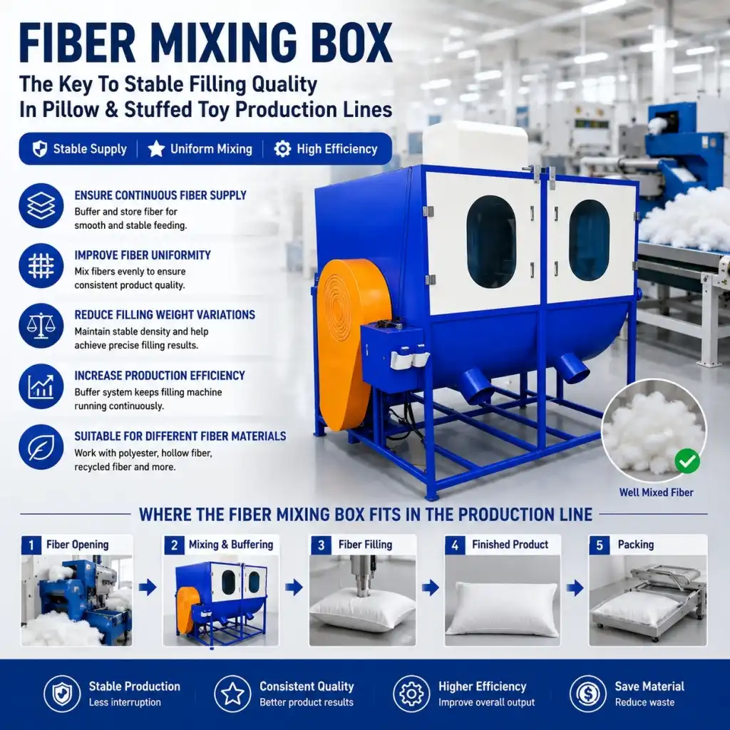 What Is The Function Of A Fiber Mixing Box In Pillow And Stuffed Toy Production Lines?