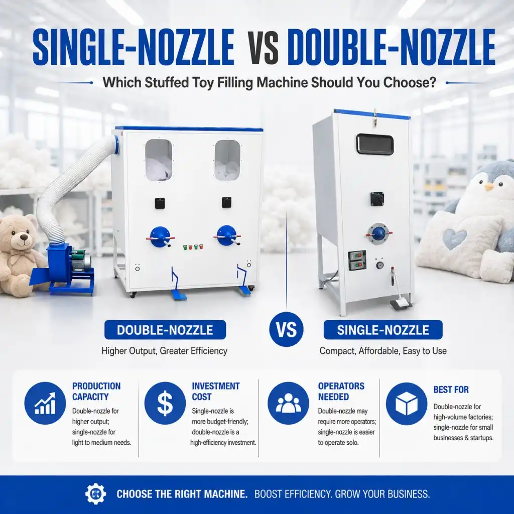 How Do You Choose Between Single-Nozzle or Dual-Nozzle Plush Toy Stuffing Machine?