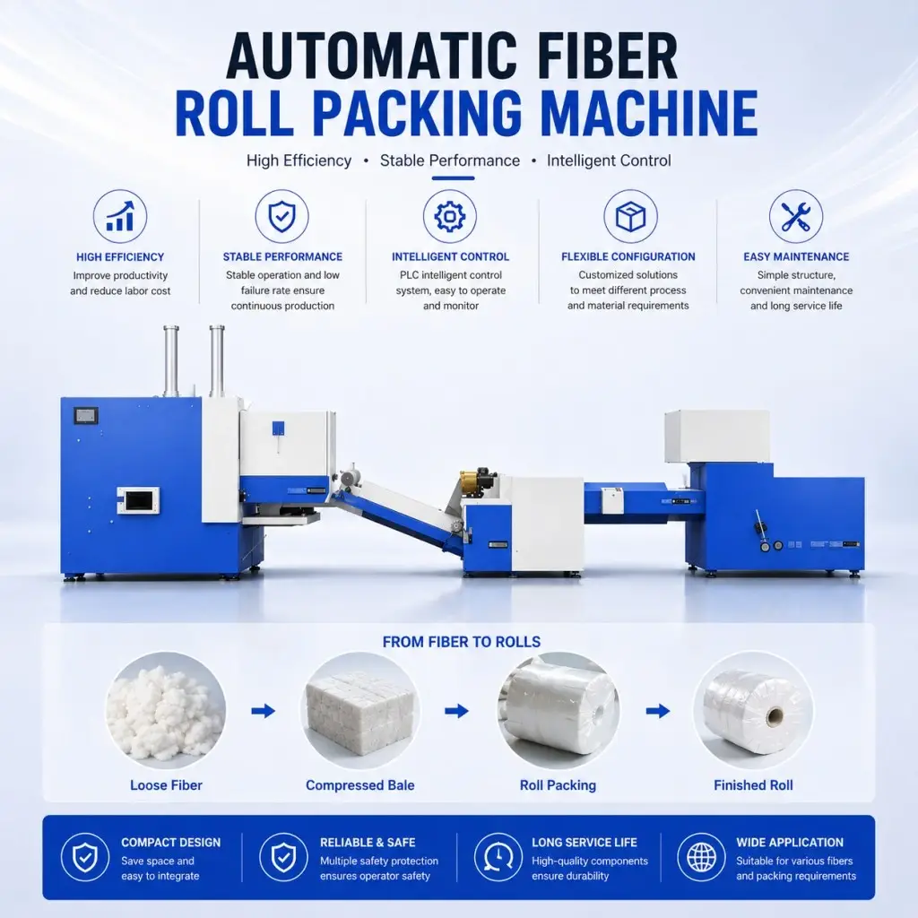 Cushion Roll Packing Machine Well Distributed Fiber Pillow Filling Line Cushion Roll Packing Machine Well Distributed Fiber Pillow Filling Line
